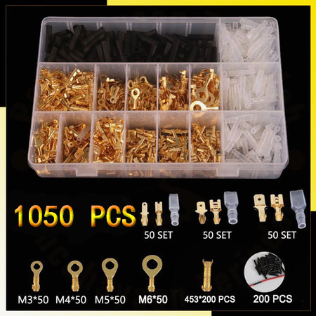 1050PCS SKUN Konektor Gepeng Terminal Skun Cewek Cowok Kit Terminal Insulated Skun Gepeng Terminal