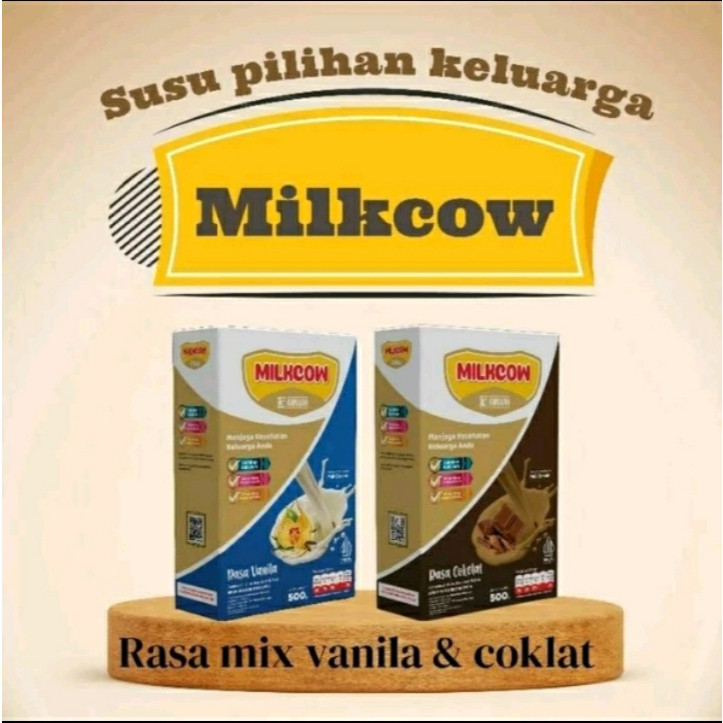 

Mocca Jaya-Paket Mix Milkcow Vanila Dan Coklat Susu Sapi Kemasan 500gr Untuk Menambah Berat Dan Tinggi Badan