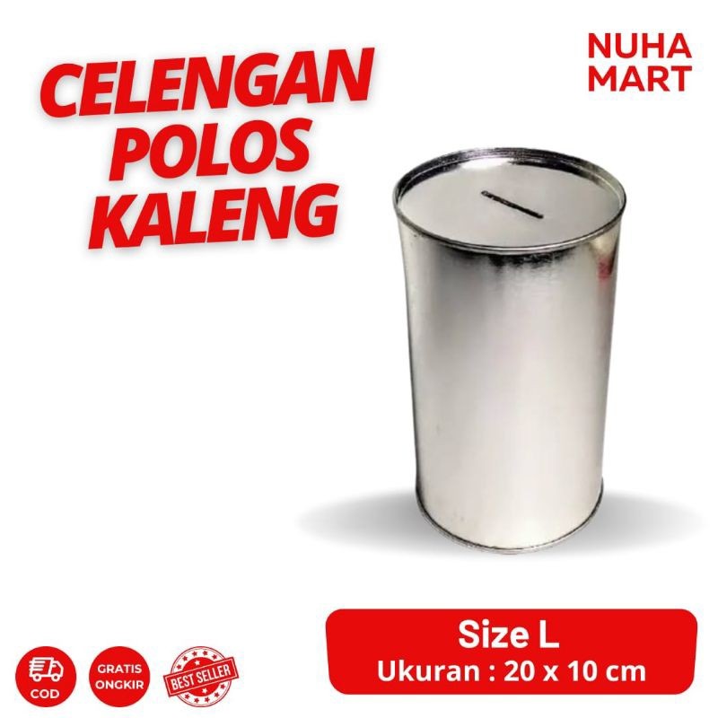 Celengan Polos L 20 x 10 cm Full Kaleng Tanpa Sticker Buka Tutup Souvenir LARGE JUMBO