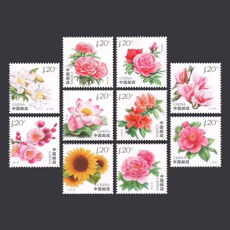 

Top 10 Flowers of China Post Stamps Postage Mail Real New Collectible Postage Stamps Collecting Material For Scrapbooking