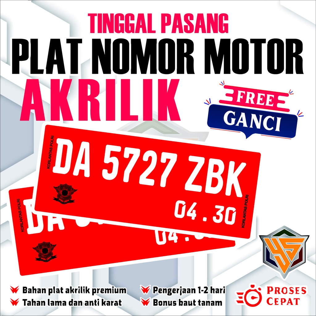 Plat Nomor Timbul Akrilik Motor Baut Tanam / Plat Nomor Motor Variasi  Murah Original / Plat nomor  