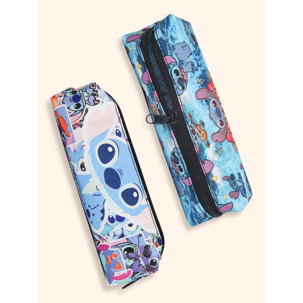

Wholesale MINISO New Disney Anime Pencil Case Kawaii Stitch Print Pen Bag Cartoon Students Storage Bag kids Stationery Toy Gift