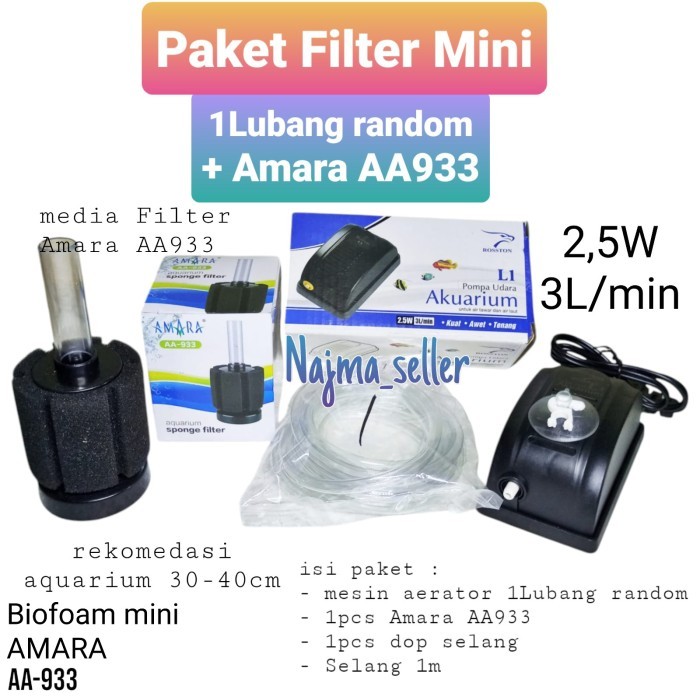 Paket Filter aquarium pojok. Paket Corner Filter dengan mesin aerator 1 Lubang. untuk aquarium 30-40