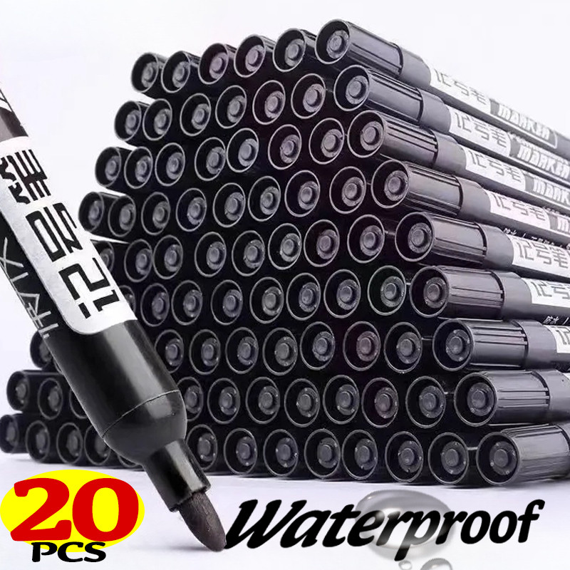 

1-20Pcs Permanent Marker Pen Drawing Markers Oil-Based Waterproof Black Blue Red Ink Sketch Pens Stationery Art School Supplies