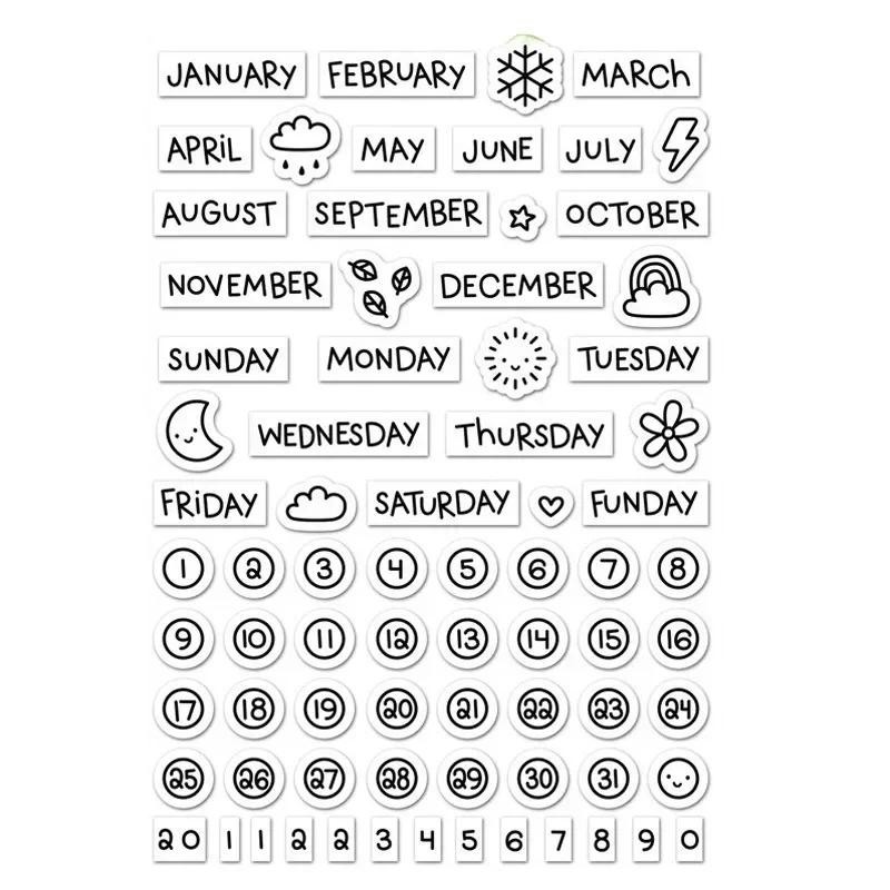 

Mothly Planner Stamp Transparent Handmade Stamps Weather Date Month Seal DIY Decorative Scrapbooking Cute Student Supplies