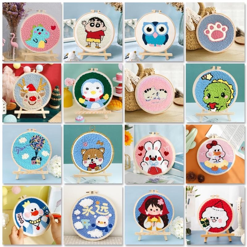 

SDOYUNO Diy Punch Needle Embroidery Starter Kits For Beginner Kids Lighthouse Handicrafts Poking Embroidery Yarn Painting Arts