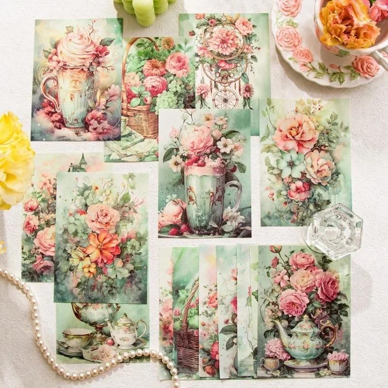 

30Sheets Scrapbooking cut Writing Seasons Flower Base Decoration Spring Material Book Four Handbook DIY 140*100MM