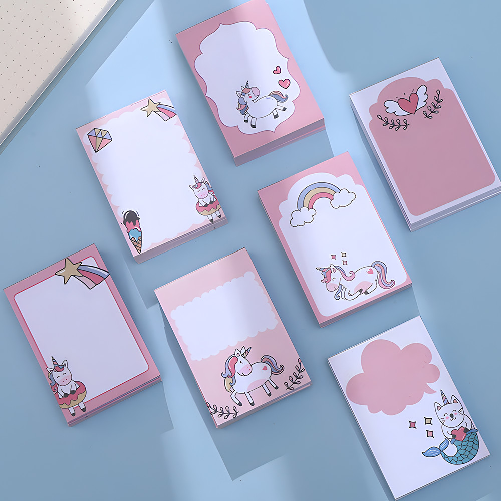 

Novelty Rainbow Unicorn Non-Sticky Notes Cute Funny Memo Pad Notepad Cool Aesthetic Stationery Check List Index Tab Teacher Gift