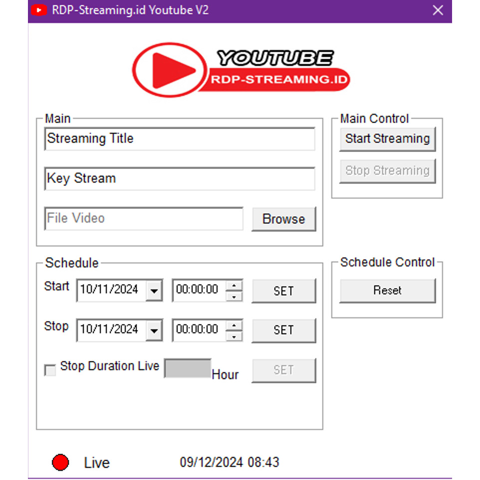 Software Multi Live Streaming Loop Youtube + RDP Non Stop 24 Jam 1 Bulan Penuh Bisa Diperpanjang RDP