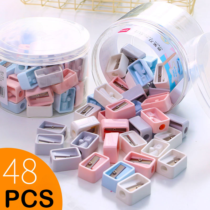 48pcs Candy Color Mini Sharpener School Supplies Pencil Sharpener Child Pencil Sharpener School Stat