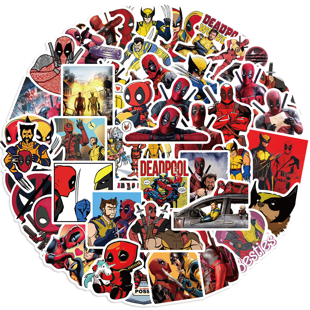 

50PCS Disney The Avengers Deadpool Wolverine Stickers Cool Anime Graffiti Decals Skateboard Suitcase Car Sticker Kids Toys Gift