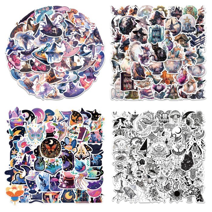 

stiker sticker waterproof 50 pcs witch magic theme