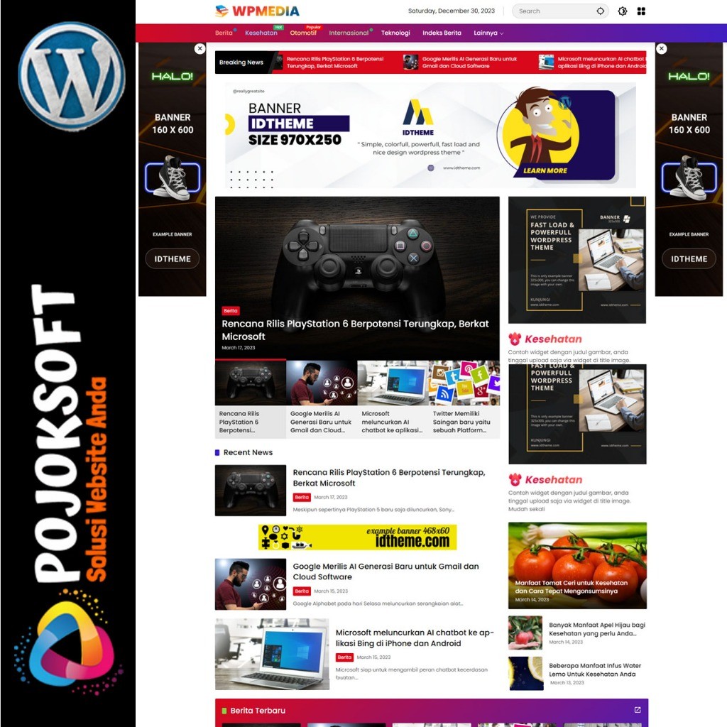 Wpmedia Theme Wordpress, Theme Khusus untuk Blog dan Berita - Original Lisensi Lifetime by Idtheme