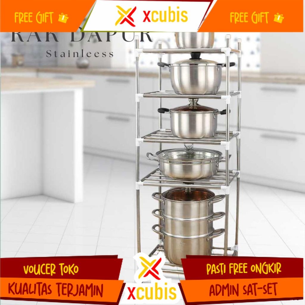 Rak Dapur Stainless Steel | Rak Panci | Rak Kamar Mandi | Tempat Panci | Rak Penyimpanan Stainless |