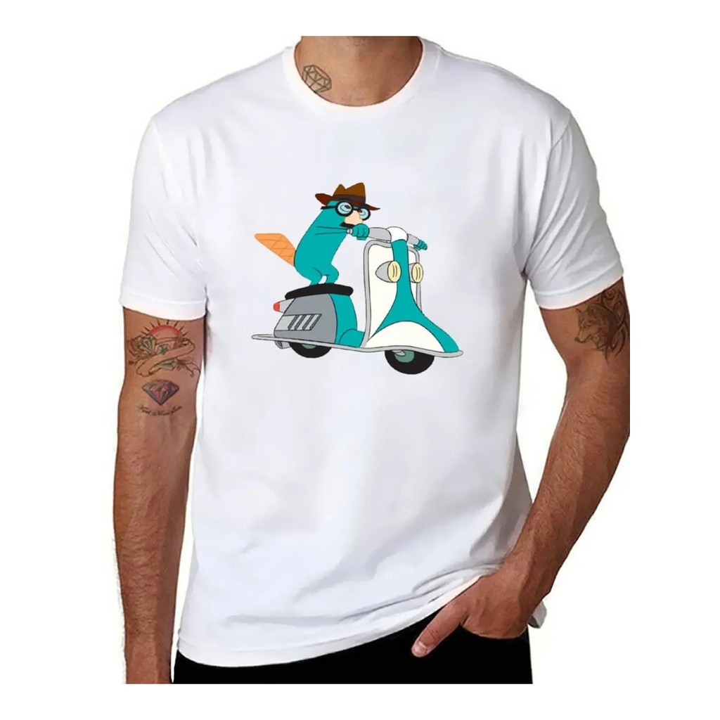 Baju T-Shirt Perry The Platypus Vintage Pria Mode Korea Populer Musim Panas
