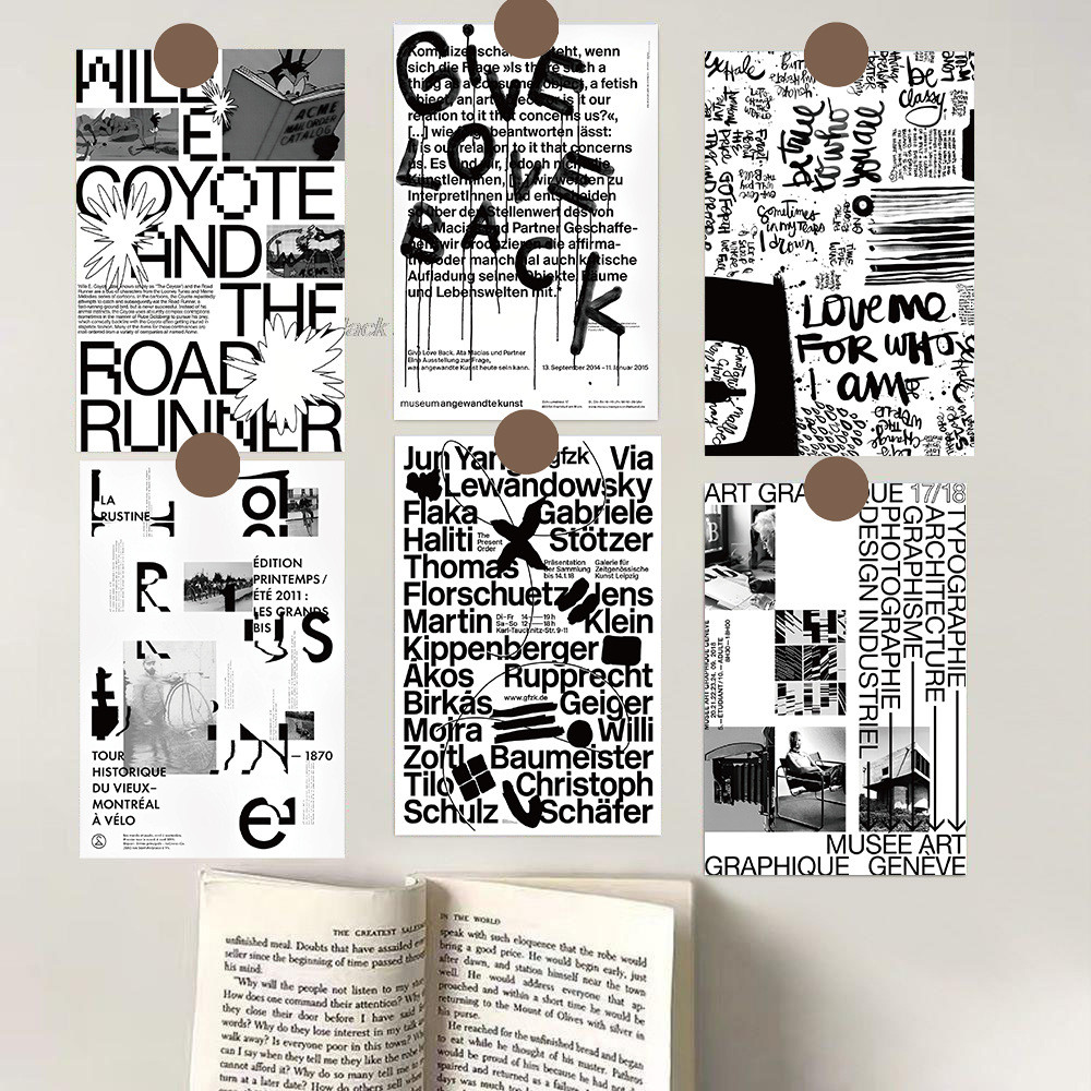 

10 Black and White Format Cards English Text Postcards Living Room Bedroom Wall Decorations Photos Background Wall Stickers