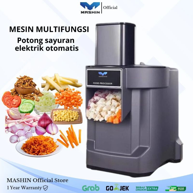 Mashin - Mesin Potong Sayur Elektrik Multifungsi Kentang Dadu, Mustofa, Wortel, Iris Bawang Serbagun