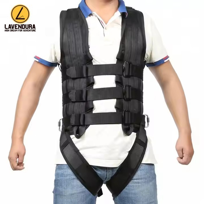 LAVENDURA Stunt Harness Full Body Black Stunt Harness Jerk Suit Quick Release Nylon fulll body harne