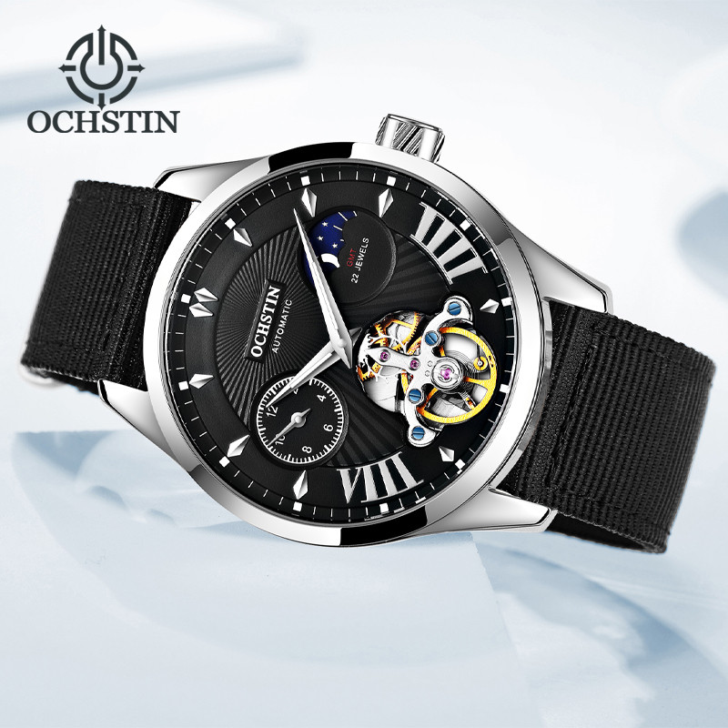 Jam Tangan Pria Ochstin New 2024 Creative Nylon Series Business High end Waterproof Watch Flywheel M