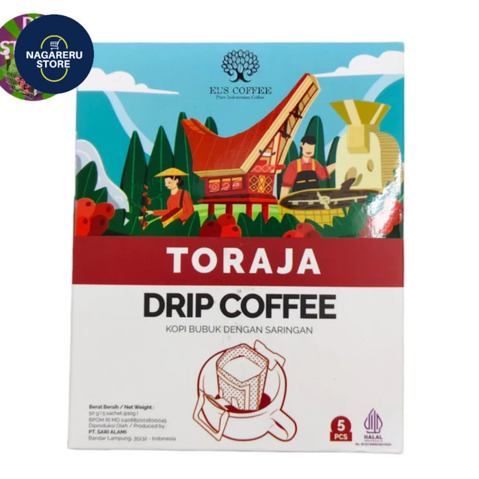 

El's coffee toraja drip coffee (kopi bubuk dengan saringan 50 gr (10 x 5 sachet)