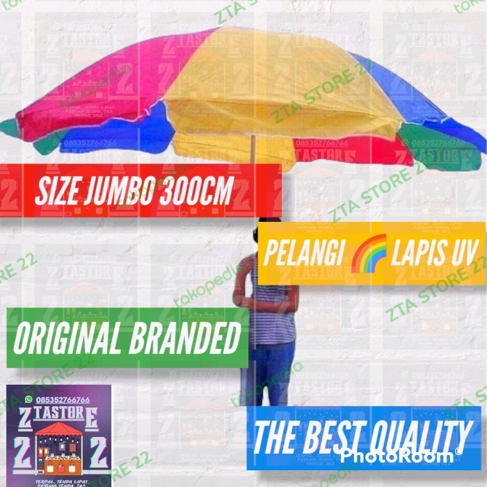 payung pantai JUMBo 300cm pelangi payung tenda-bazar-cafe-pkl