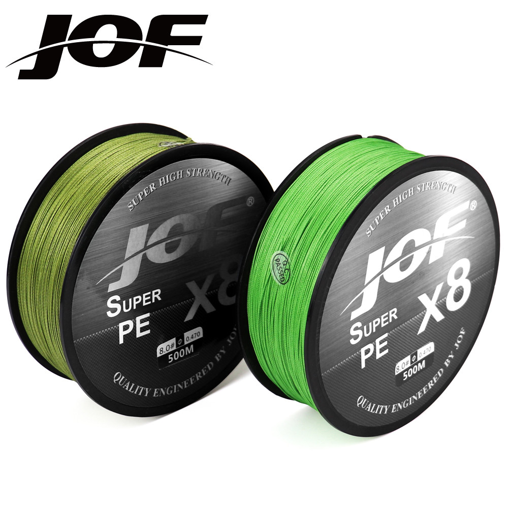 JOF X8 Strong 500M 8 Strand Weaves PE Braided Fishing Line Multifilament 8 Braid Wire 15 20 30 40 50