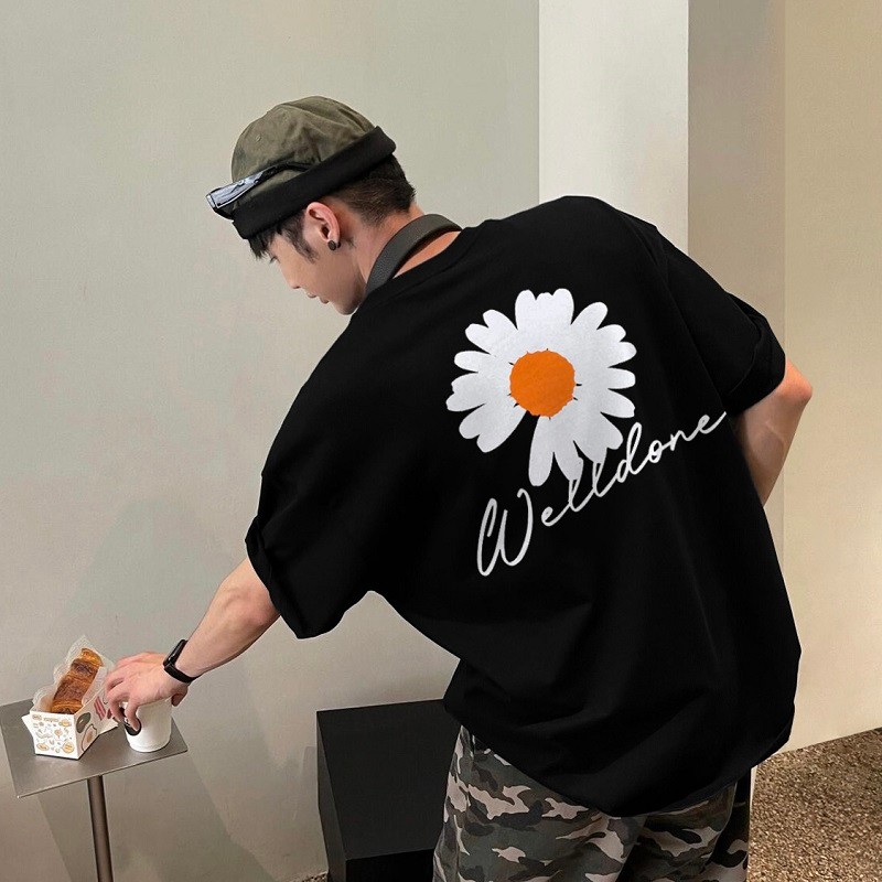 【G-DRAGON dress korean style】Kaos premium pria T-Shirt Distro Motif Bunga Belerang Kecil |Kaos Unise