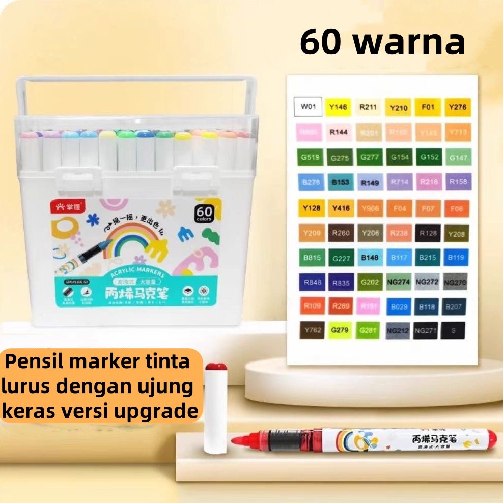 

Ay00! Grasp Pensil Marker Akrilik Tipe Langsung Ujung Keras 60 Warna Spidol Pensil Pewarna Pensil