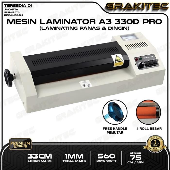 

Grakitec Mesin Laminating A3 330mm Laminator GRAKITEC 330D PRO + Handle - 330D PRO + HANDLE