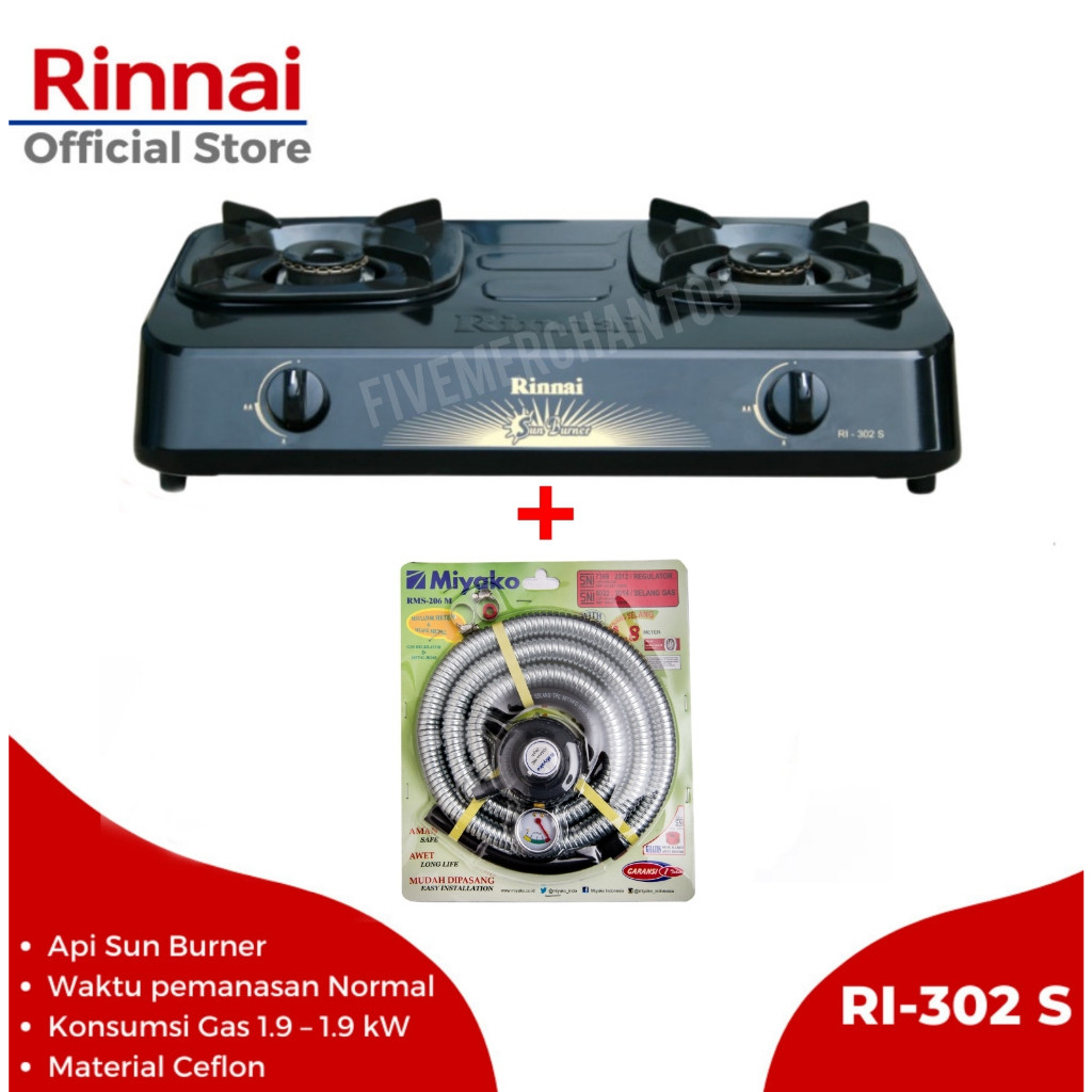 Kompor Gas Rinnai RI 302 S Kompor Ceflon Rinnai 2 Tungku Kompor Rinai 302s Kompor Teflon Rinnai