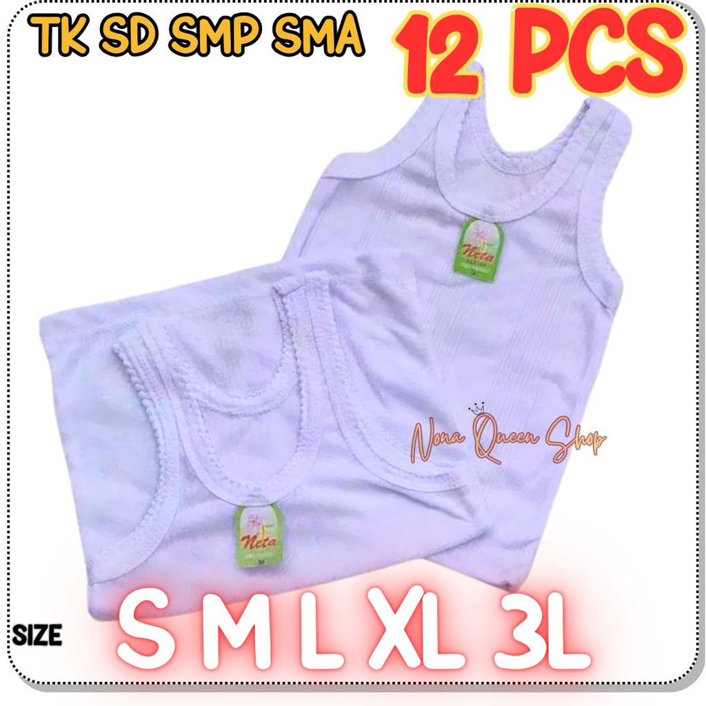 12PCS Kaos Dalam Singlet Anak Putih Cowok Cewek Murah Adem Lembut SINGLET BAYI TK SD SMP