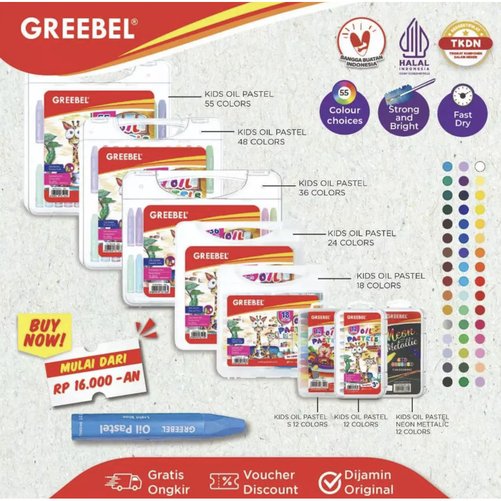

Hobbyland GREEBEL Crayon Krayon Kids Oil Pastel / Crayon Greebel / Krayon Sekolah Anak & Professional Non Toxic