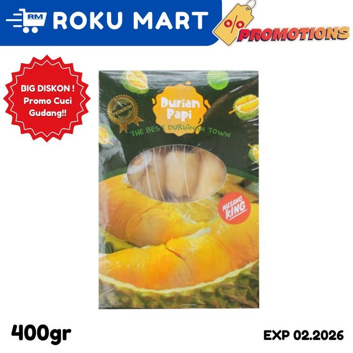 

DURIAN PAPI Musang King 400 g / Duren Frozen Daging Premium / Durian Kupas Asli / Duren Musang king Malaysia