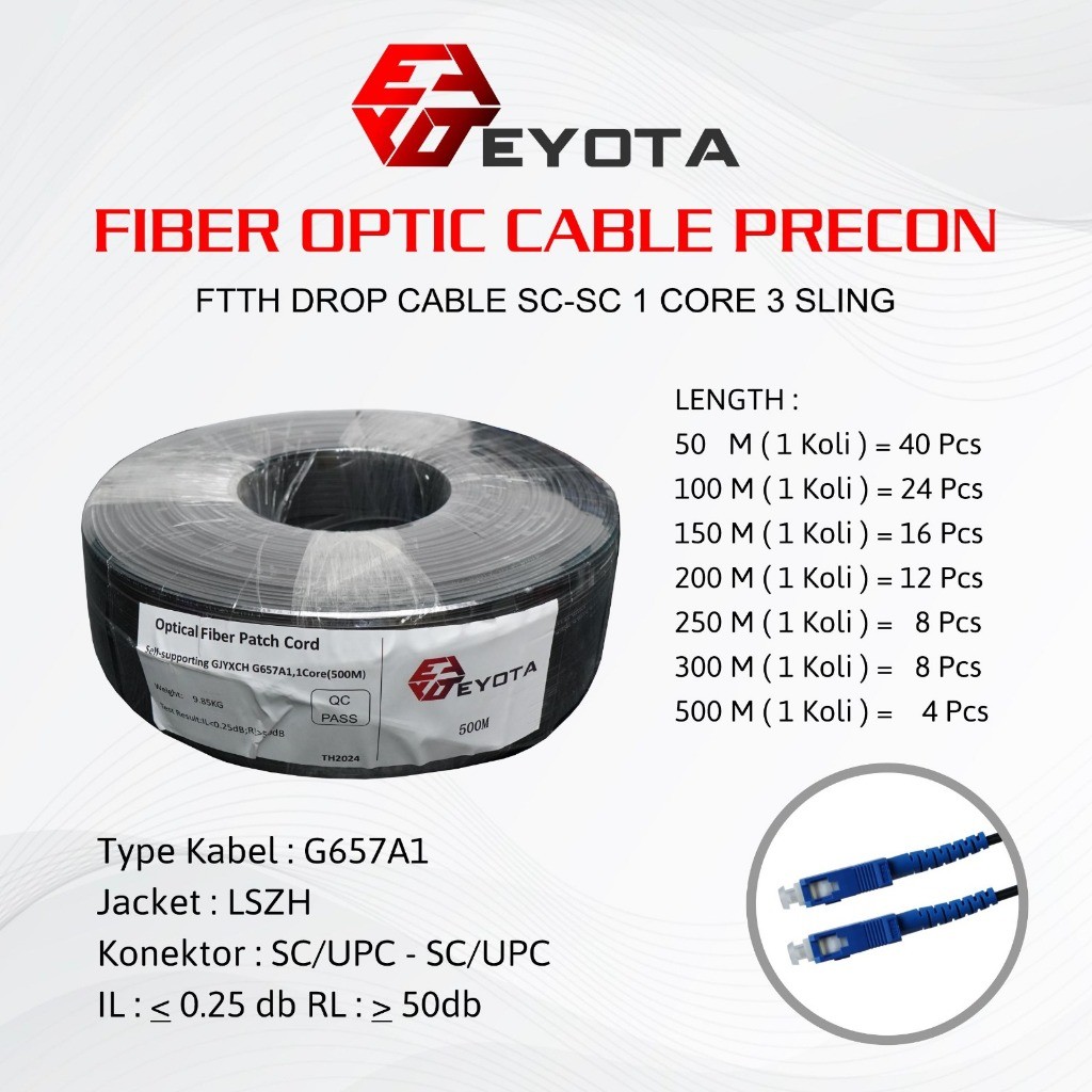 KABEL FIBER OPTIK PRECON 1 CORE 3 SLING 150 METER