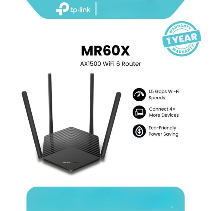 Mercusys MR60X AX1500 Dual-Band Wi-Fi 6 Router TP-link - BLACK