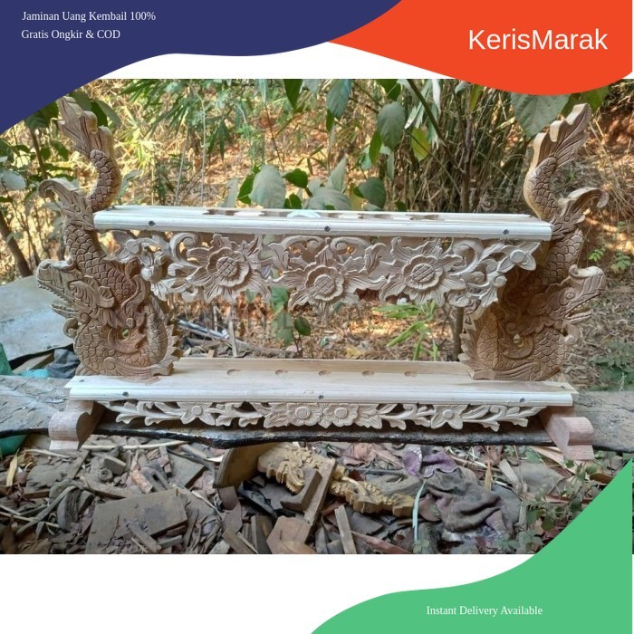jagrak keris isi 5 naga kembar risplang bunga kayu jati jagrak besar sangga 2 naga 3d termurah KF343