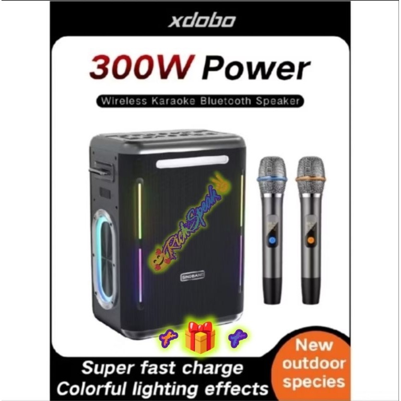 XDOBO PARTY 1981 300W POWER DEEP BASS COLOURFULL  RGB LIGHTNING EFFECTA SHOW SPEAKER BLUETOOTH 5.3 D