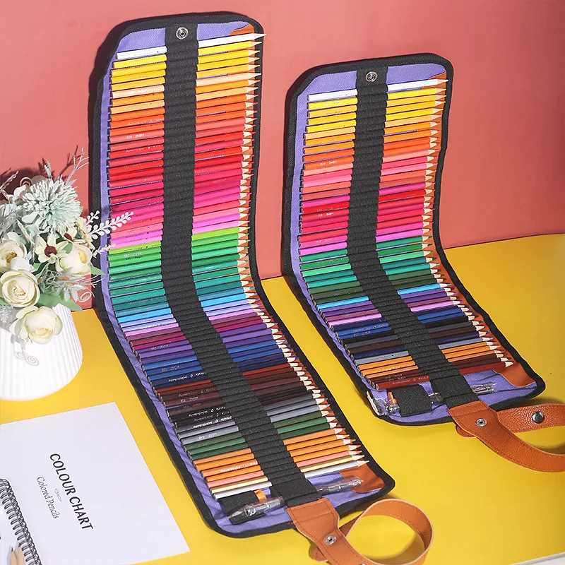 

50/72PCS Colored Pencils Set With Canvas Roll-Up Vibrant Color Pencil Art Supplies Stationery, 3PCS Colored Black Wood Pencils