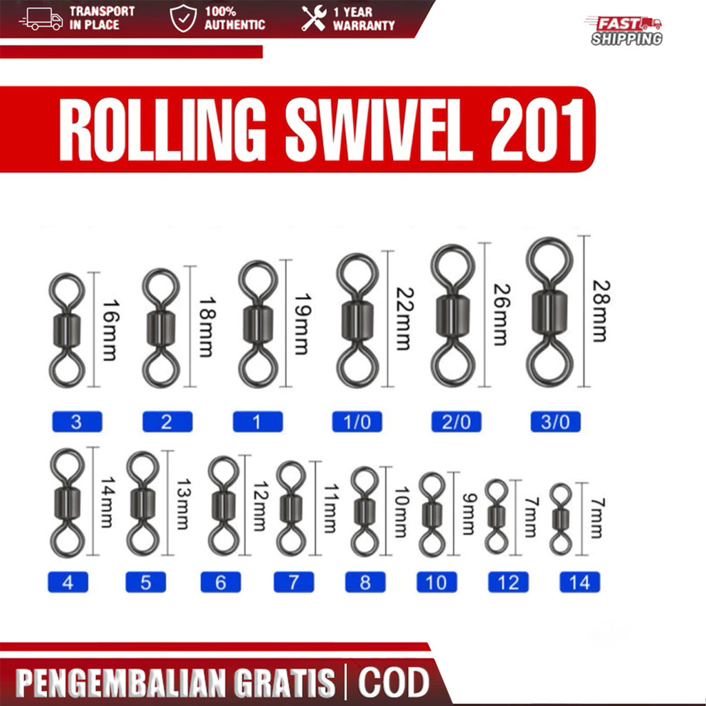 Kili Kili Pancing Rolling Swivel 201 1000pcs