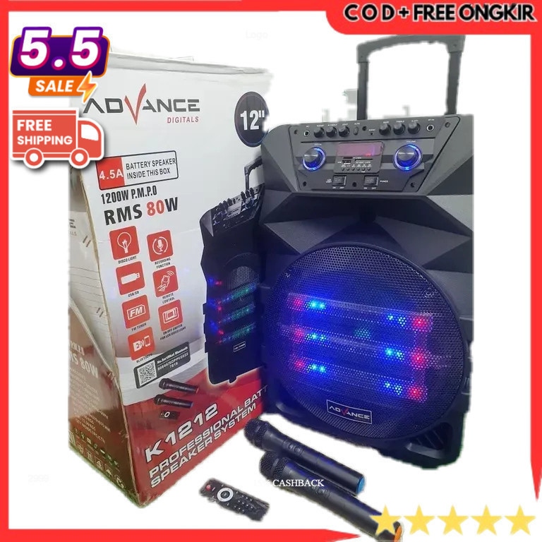 SPEAKER 12" ADVANCE K1212 MEETING BLUETOOTH SALON AKTIF 12" GRATIS 2 MIC