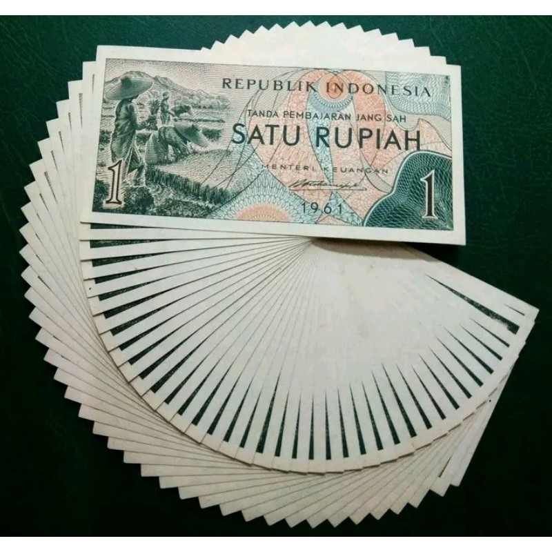 ZEANT9G UANG KUNO 1 RUPIAH TAHUN 1961 GRESS