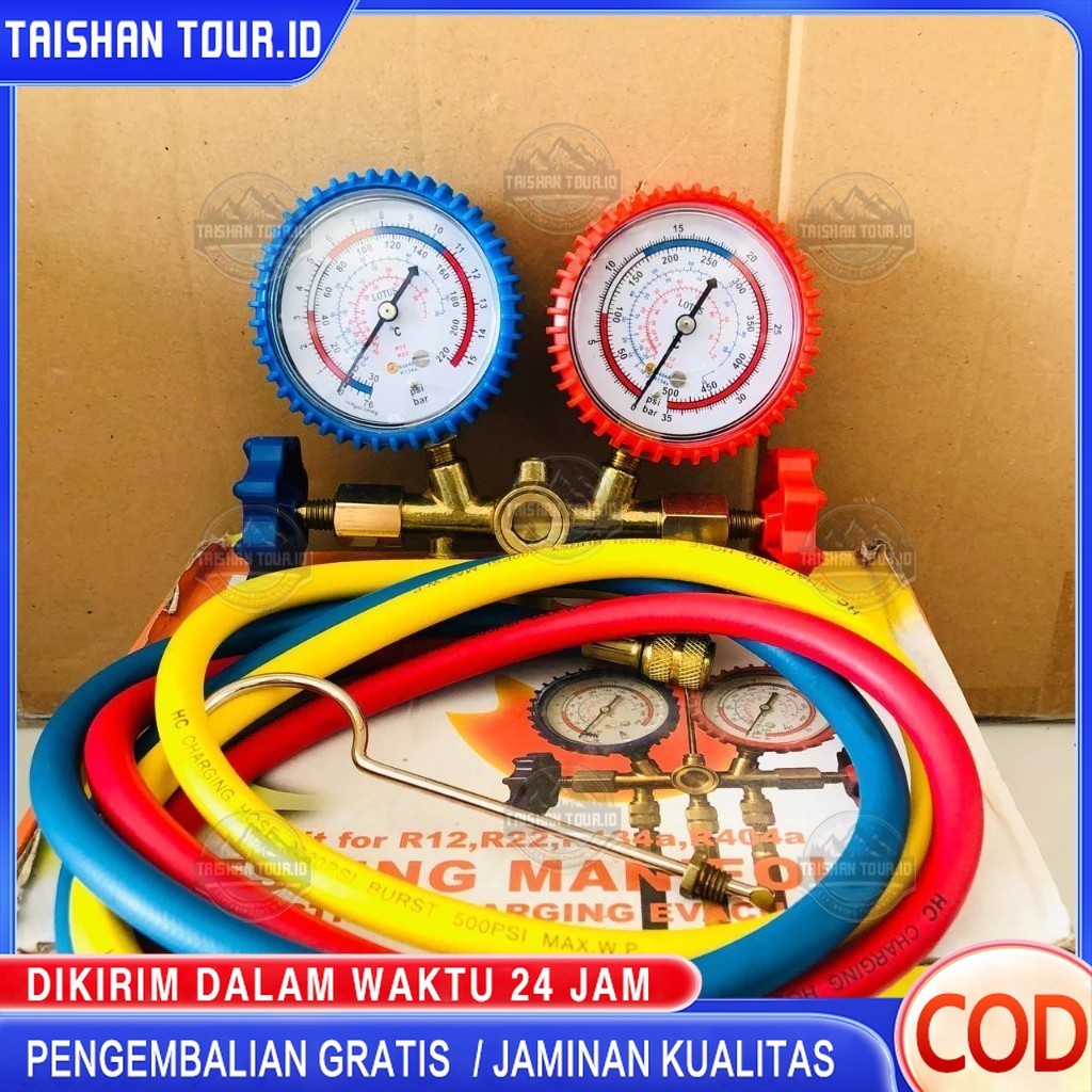 BRASS DOUBLE MANIFOLD MULTI ONE COOL PENGISIAN GAS DINGIN AC MOBIL AC KULKAS AC RUMAH