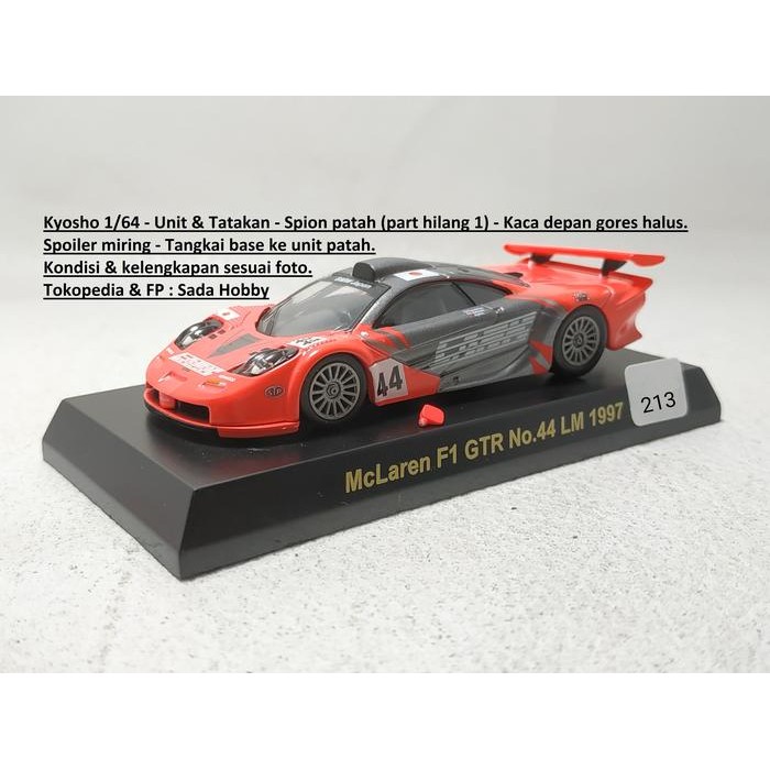 Kyosho Diecast Skala 1/64 McLaren F1 GTR No 44 LM 1997 Minus