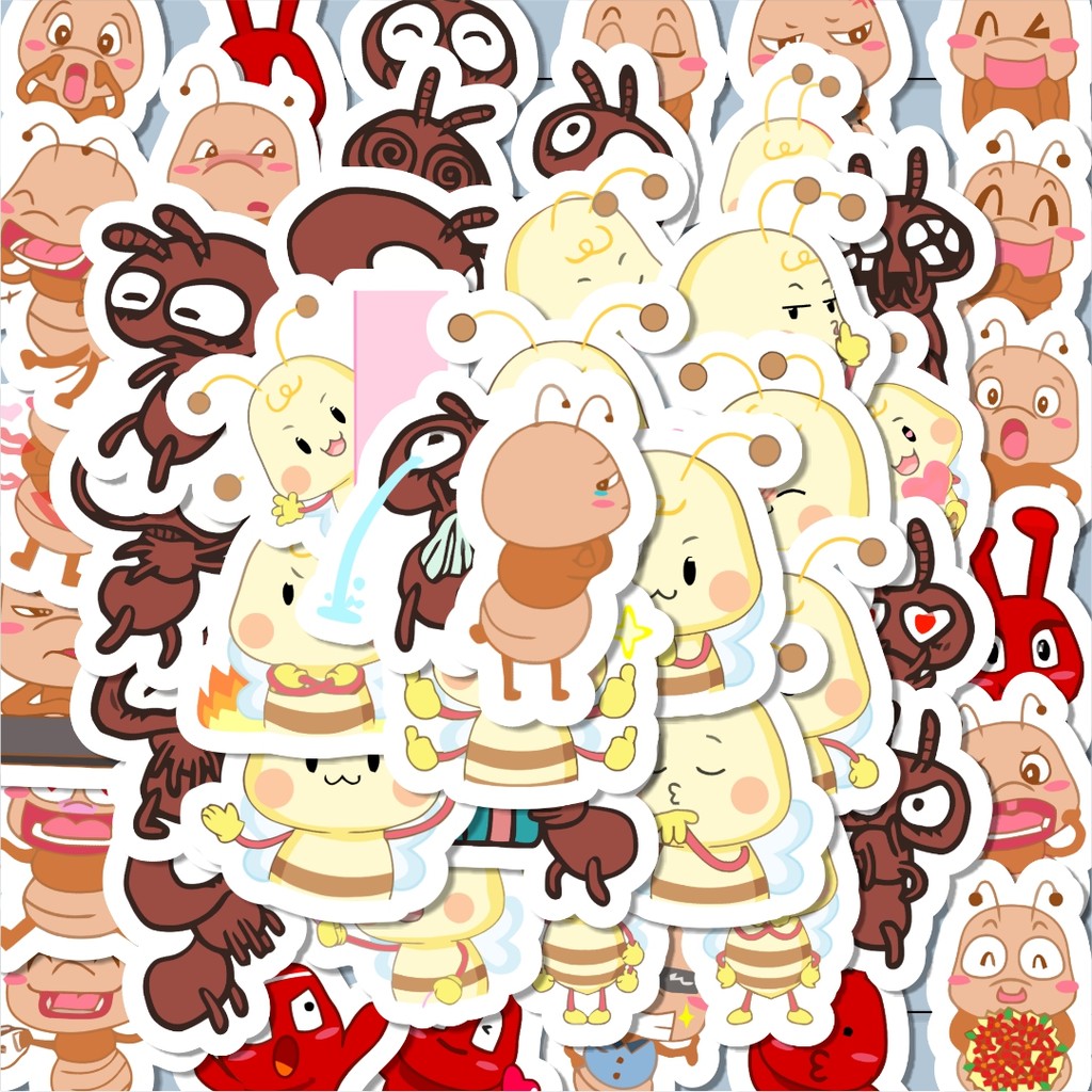 

100PCS Lucu Hewan Semut Stiker Aesthetic Stiker Anti Air Stikers Berperekat Waterproof sticker decal buat Motor Helm Buku Journal Koper Casing HP Laptop Botol Minum Hadiah anak