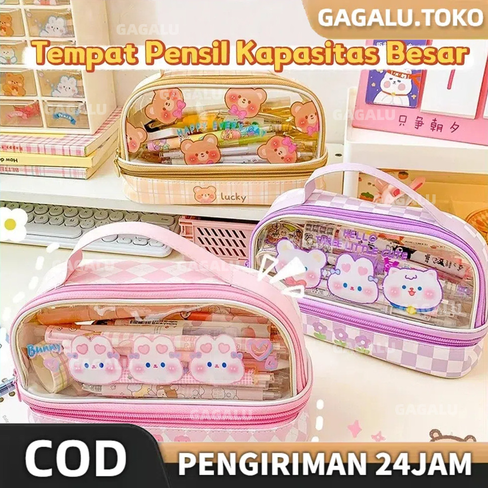 

GAGALU Tempat Pensil Besar / Transparan PVC Pencil Case / Tas Pensil Murid Lucu / Kotak Pensil Anak Aesthetics