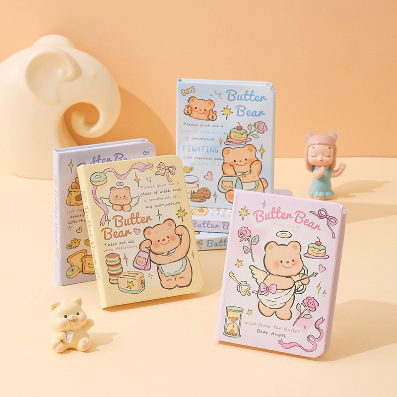 

2pcs Cute Cartoon Little Bear Notebook A7 Notebook Exercise Book Girl Cute Mini Stationery Notebook Diary