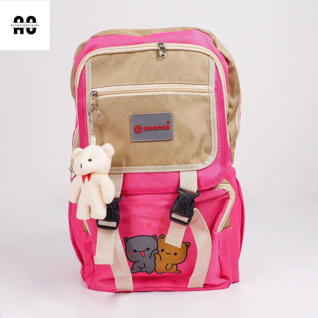 As) Tas Ransel Anak Perempuan Cewe TK SD Tas Pink Gambar Kucing