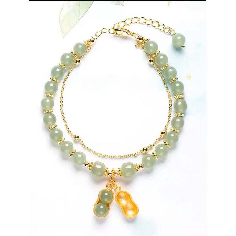 Gelang giok asli batu kacang titanium/gelang peanut