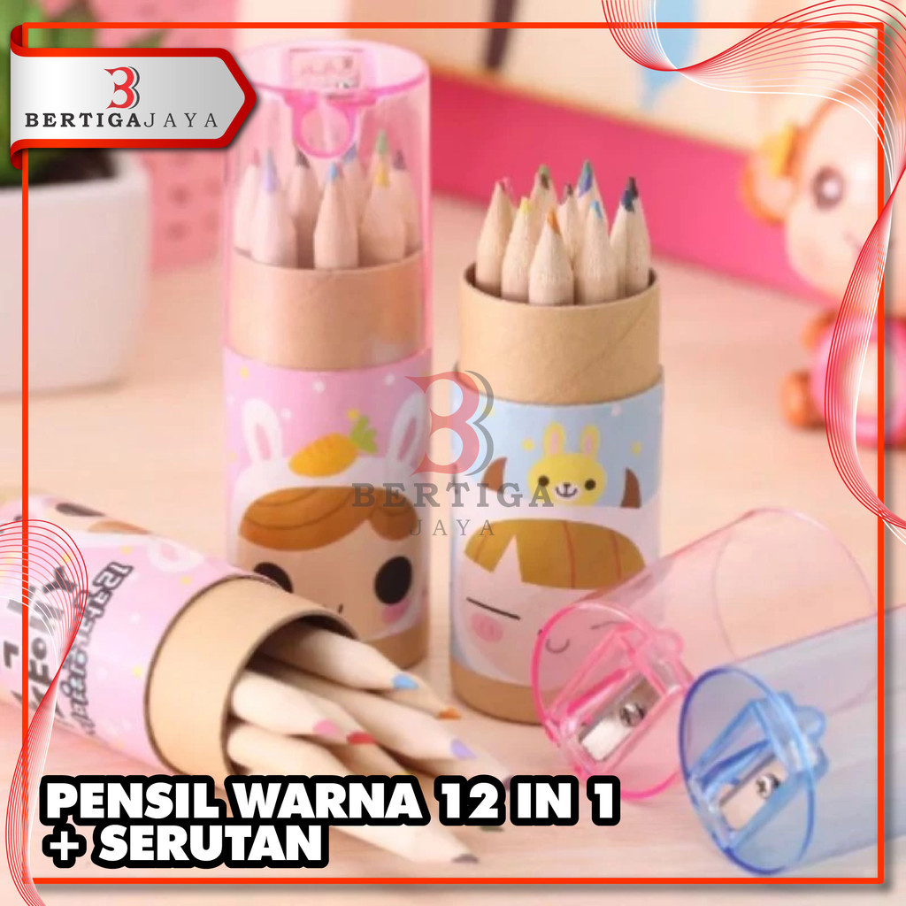 

BJ Pensil Warna Tabung 12in1 + Serutan Karakter Pencil Colours Gambar Hadiah Kado Anak Souvenir