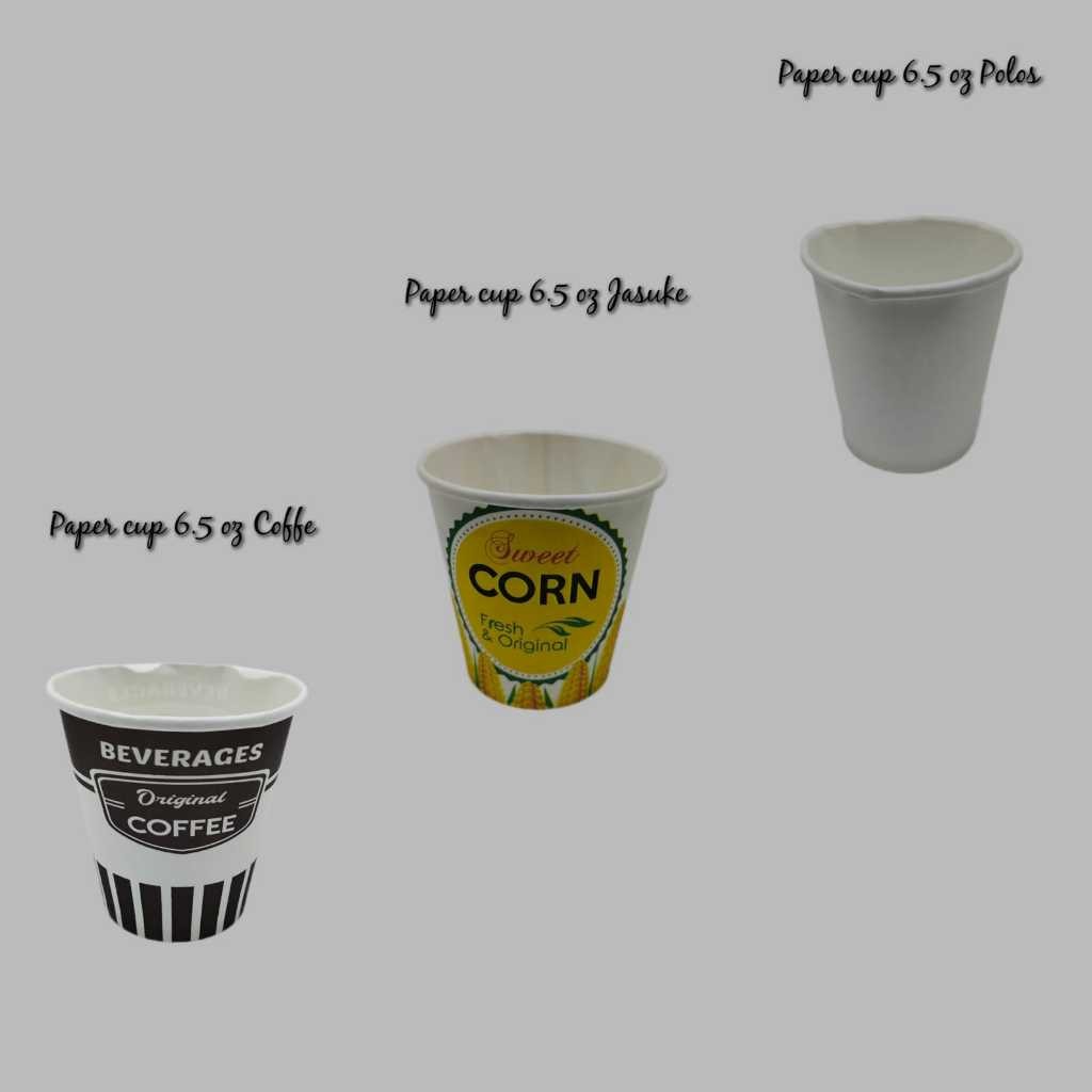 GELAS Kertas Paper cup 6,5 OZ POLOS Jagung JASUKE POP SWEET CORN Motif Kopi Hot Coffe Teh 6.5oz 6.5